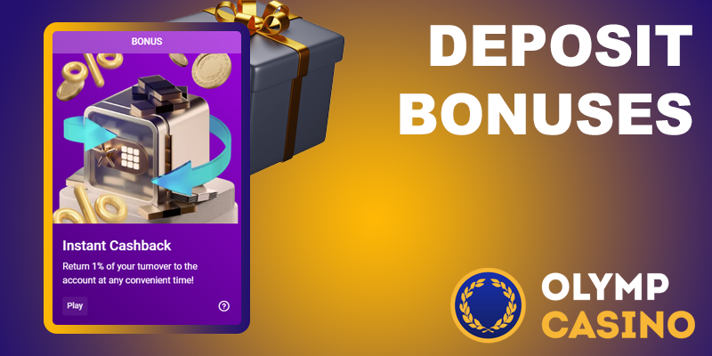 Bonus on deposit at Olymp casino 50-100%!